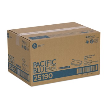 Georgia Pacific Professional 25190 Pacific Blue Basic Recycled C-fold 10.1 in. x 12.7 in. Paper Towels - White (240-Piece/Pack, 10 Packs/Carton)