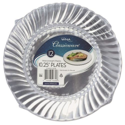 WNA RSCW101212 10.25 in. Diameter Classicware Plastic Dinnerware Plates - Clear (12/Pack)