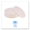 Cleaning & Janitorial Accessories | Boardwalk BWK4017NHE 17 in. Diameter Natural Hog Hair Burnishing Floor Pads - Tan (5/Carton) image number 5