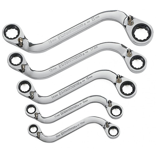 Ratcheting Wrenches | GearWrench 85299 5-Piece Metric S-Shape Reversible Ratcheting Wrench Set image number 0