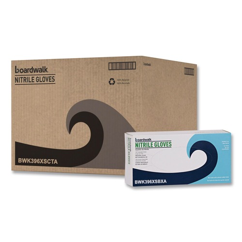 Disposable Gloves | Boardwalk 396XSCTA 396 Series 9.5 in. 4.4 mil Disposable General-Purpose Nitrile Gloves - X-Small/Black (1000/Carton) image number 0