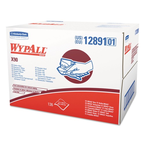 Office Jansan | WypAll KCC 12891 X90 BRAG Box 2-Ply 11.1 in. x 16.8 in. Cloths - Denim Blue (136/Carton) image number 0