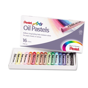Pentel 0.38 in. Diameter x 2.38 in. Oil Pastel Set With Carrying Case - 16 Assorted Colors (1-Set)