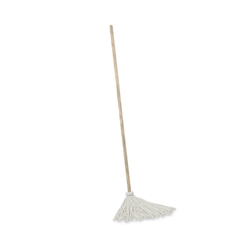 Mops | Boardwalk BWK112R 12 oz. White Rayon Head 48 in. Oak Wood Handle Deck Mops (6/Pack) image number 0