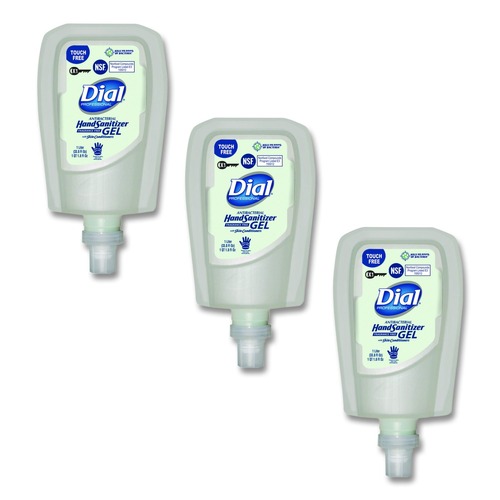 Soap Dispensers | Dial Professional 17000 19032 1 L Antibacterial Gel Hand Sanitizer Refill for FIT X1 Touch-Free Dispenser - Fragrance-Free (3/Carton) image number 0