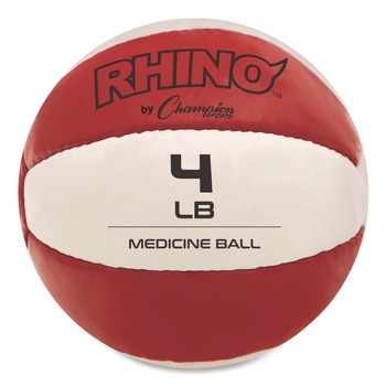 Champion Sports MB4 4 lbs. Rhino Leather Medicine Ball - Red/White