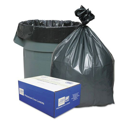 Trash Bags | Platinum Plus 1507271 39 in. x 56 in. 60-Gallon 1.55 mil. Can Liners - Gray (50/Carton) image number 0