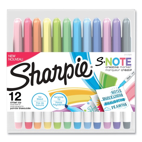 Markers | Sharpie 2158060 S-Note Chisel Tip Creative Markers - Assorted Ink/Barrel Colors (12/Pack) image number 0