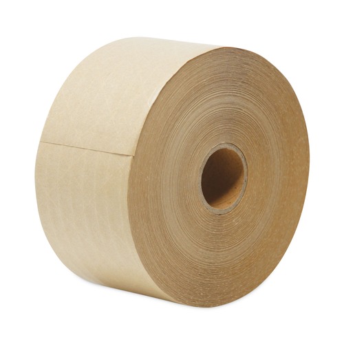 Office Jansan | Universal One UFS7300 3 in. x 375 ft. 3 in. Core Glass-Fiber Reinforced Gummed Kraft Sealing Tape - Brown (8/Carton) image number 0
