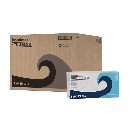 Disposable Gloves | Boardwalk 380LCTA 4 mil. Disposable General-Purpose Nitrile Gloves - Large, Blue (1000/Carton) image number 0