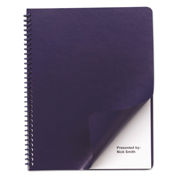 GBC 11.25 in. x 8.75 in. Leather-Look Unpunched Presentation Covers for Binding Systems - Navy (100 Sets/Box)