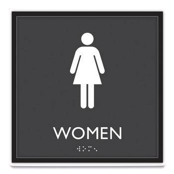 Headline Sign 8 in. x 8 in. Women Plastic ADA Sign - Clear/White