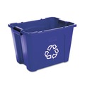 Trash & Waste Bins | Rubbermaid Commercial FG571473BLUE 14 Gallon Polyethylene Stacking Recycle Bin - Blue image number 0
