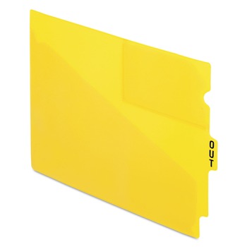 Pendaflex 13544 8.5 in. x 11 in. 1/3-Cut End Tab, Out, Colored Poly Out Guides with Center Tab - Yellow (50/Box)