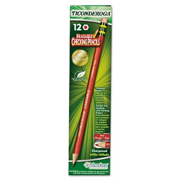 Ticonderoga 2.6 mm 2B Erasable Colored Pencils - Carmine Red Lead/Carmine Red Barrel (12/Pack)