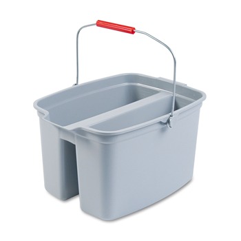 Rubbermaid Commercial 18 in. x 14.5 in. x 10 in. 19 qt. Plastic Double Utility Pail - Gray