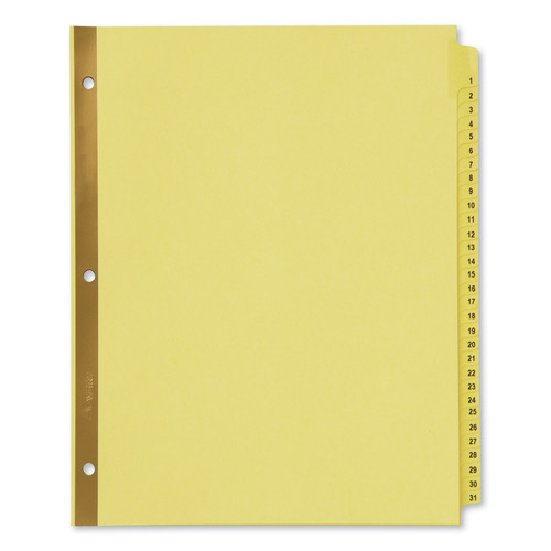 Office Jansan | Avery 11308 11 x 8.5 Preprinted Laminated Tab Dividers with Gold Reinforced Binding Edge - Buff (31-Pieces/Set) image number 0