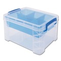 | Advantus 37375 Super Stacker Divided Storage Box with 5 Sections - Clear/Blue image number 0