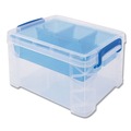 Mothers Day Sale! Save an Extra 10% off your order | Advantus 37375 Super Stacker Divided Storage Box with 5 Sections - Clear/Blue image number 0