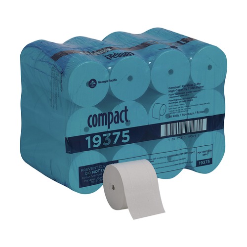 Toilet Paper | Georgia Pacific Professional 19375 Coreless Septic-Safe 2-Ply Bath Tissue - White (1000 Sheets/Roll, 36 Rolls/Carton) image number 0
