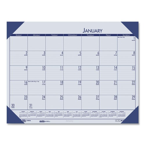 Calendars & Planners | House of Doolittle 124-40 EcoTones 22 in. x 17 in. 12-Month (Jan-Dec) 2026 Recycled Monthly Desk Pad Calendar - Ocean Blue/Black image number 0