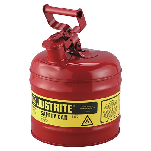 Gas Cans | Justrite 7120100 2 gal. Type I Steel Safety Can for Flammables - Red image number 0