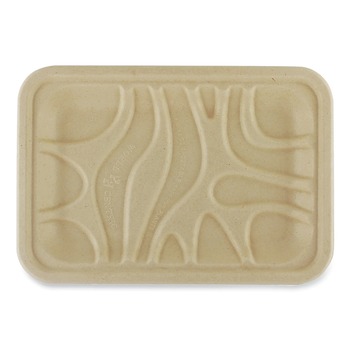 World Centric TR-SC-2S-LFS 5.7 in. x 8.2 in. x 0.6 in. Paper Fiber Trays - Natural (500/Carton)