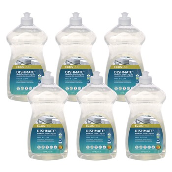 ECOS PRO 25 oz Dishmate Manual Dish Liquid Squeeze Bottle - Free and Clear (6/Carton)