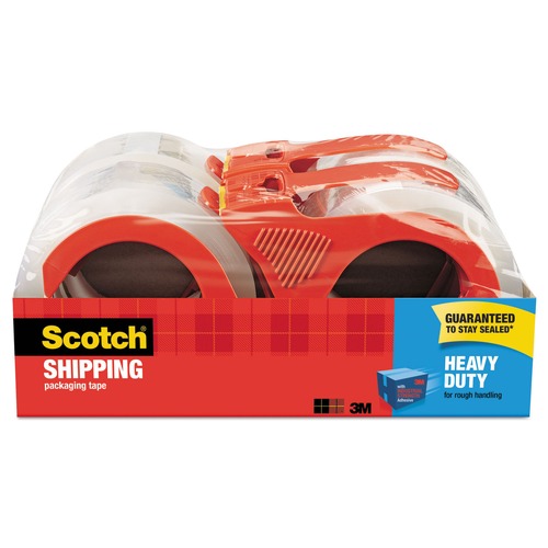 Office Jansan | Scotch 3850-4RD-6GC 1.88 in. x 54.6 Yards 3850 Heavy-Duty 3 in. Core Packaging Tape with Dispenser - Clear (4/Pack) image number 0