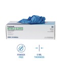 Disposable Gloves | Boardwalk 395MBXA 5 mil. Disposable Powder-Free Nitrile Gloves - Medium, Blue (100/Box) image number 4