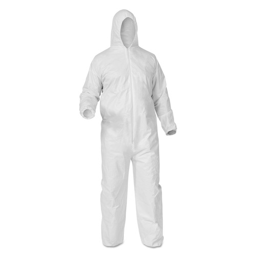 Bib Overalls | KleenGuard 38939 A35 Liquid and Particle Protection Coveralls Hooded - X-Large, White (25/Carton) image number 0