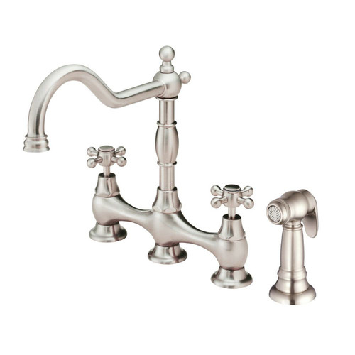 Kitchen Faucets | Gerber D404457SS Opulence 2-Handle Bridge Kitchen Faucet with Spray (Stainless Steel) image number 0