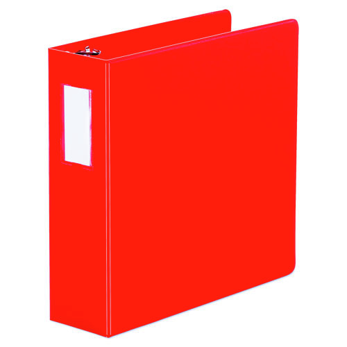 Universal UNV20793 11 in. x 8.5 in., 3 in. Capacity, 3 Rings, Deluxe Non-View D-Ring Binder with Label Holder - Red image number 0
