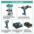 Combo Kits | Makita XT288T-XTR01Z 18V LXT Brushless Lithium-Ion 1/2 in. Cordless Hammer Drill Driver and 4-Speed Impact Driver Combo Kit with Compact Router Bundle image number 1