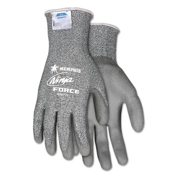 MCR Safety N9677L Ninja Force Polyurethane Coated Gloves - Large, Gray (1-Pair)