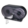 Office Jansan | San Jamar R4090TBK 9 in. Roll 19 in. x 5.25 in. x 12 in. JBT Twin Toilet Oceans Tissue Dispenser - Transparent Black Pearl image number 1