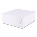 Food Trays, Containers, and Lids | SCT 1573 10 in. x 10 in. x 4 in. Standard Paper One-Piece Non-Window Bakery Boxes - White (100/Bundle) image number 0