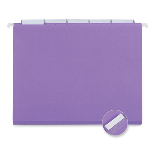  | Universal UNV14120EE Deluxe Bright Color 1/5-Cut Tab Letter Size Hanging File Folders - Violet (25/Box) image number 0
