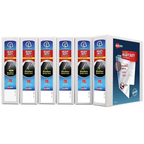 Binders & Binding Supplies | Avery 79192 One Touch EZD Rings 3 Rings 2 in. Capacity 11 in. x 8.5 in. Heavy-Duty DuraHinge View Binder - White (6/Carton) image number 0