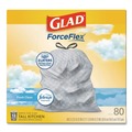 Cleaning & Janitorial Supplies | Glad 78899 ForceFlex 24 in. x 27.38 in. 13 Gallon Kitchen Drawstring Trash Bags - Fresh Clean Scent/White (240/Carton) image number 1