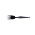 Cutlery | Dixie FM507 Medium-Weight Polystyrene Plastic Forks - Black (100/Box) image number 1