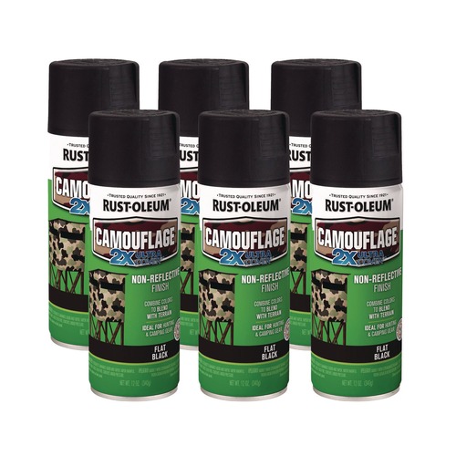 Office Jansan | Rust-Oleum 279179 12 oz. Aerosol Can Camouflage Spray Paint - Flat Black (6/Carton) image number 0