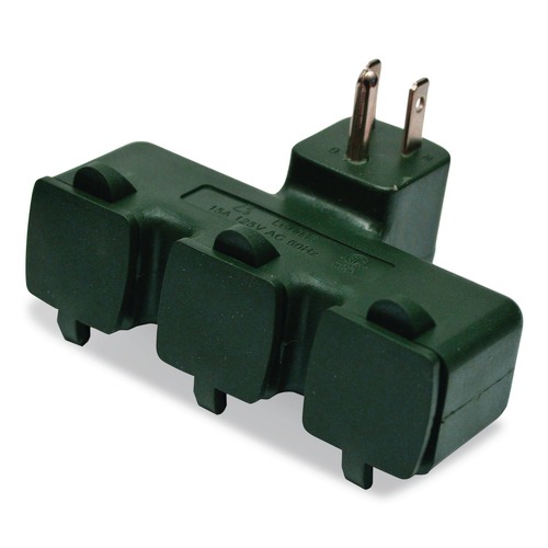 Office Electronics & Batteries | GoGreen Power GG-03431GN 3-Outlet Tri Tap Adapter with Covers, 3 Outlets, Green image number 0
