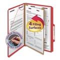 File Folders | Smead 18731 1 Divider Four SafeSHIELD Fasteners Legal Size Four-Section Pressboard Top Tab Classification Folders - Bright Red (10/Box) image number 6