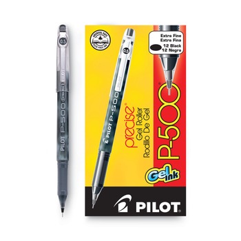 Pilot Precise P-500 0.5 mm Gel Pen - Extra Fine, Black (1 Dozen)