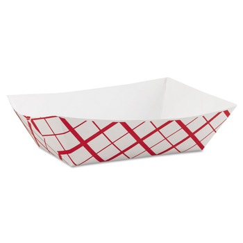 PRODUCTS | SCT SCH 0425 7.2 in. x 4.95 in. x 1.94 in. 3 lbs. Capacity Paper Food Baskets - Red/White (500/Carton)
