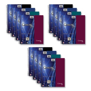 Roaring Spring 11 in. x 9 in. 150-Sheets 3-Subject Medium/College Rule Genesis Notebook - Randomly Assorted Cover Colors (12/Carton)