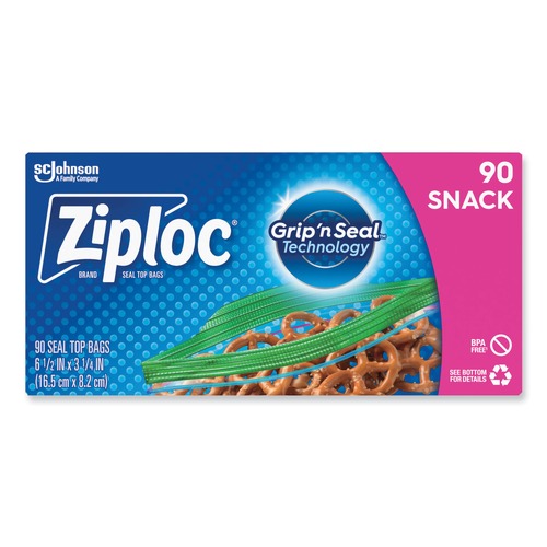Food Service | Ziploc 315892 6.5 in. x 3.25 in. Seal Top Snack Bags - Clear (1080/Carton) image number 0