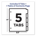 Office Jansan | Avery 11840 5-Tab 1 to 5 11 in. x 8-1/2 in. Contemporary Color Tabs Customizable TOC Ready Index Multicolor Tab Dividers - White (1 Set) image number 3
