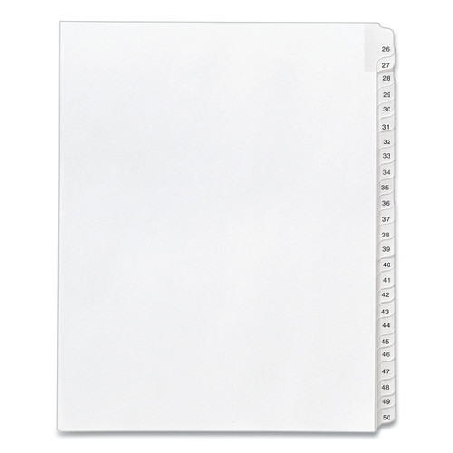 Office Jansan | Avery 01702 11 x 8.5 Allstate Style Preprinted Legal Exhibit Side 26 to 50 Tab Index Dividers - White (25-Pieces/Set) image number 0
